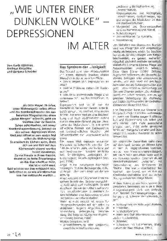Vorschauseite 1: Wie unter einer dunklen Wolke - Depressionen im Alter