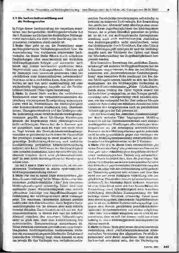 Vorschauseite 2: Personalräte und Mobbingbekämpfung neue Chancen durch das Urteil des LAG Thüringen vom 28. 06. 2005?