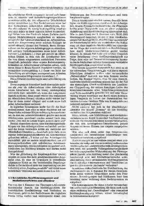 Vorschauseite 4: Personalräte und Mobbingbekämpfung neue Chancen durch das Urteil des LAG Thüringen vom 28. 06. 2005?
