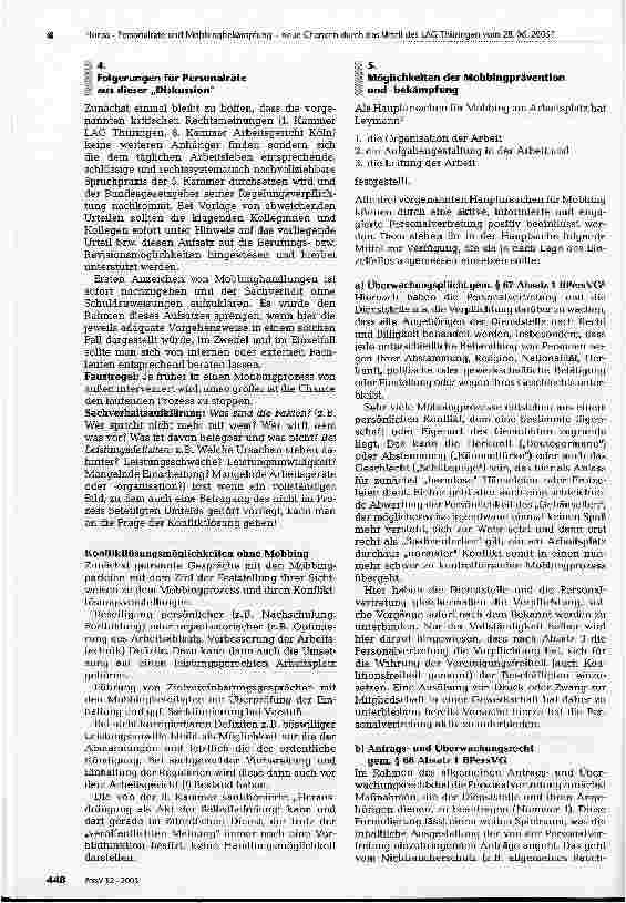 Vorschauseite 5: Personalräte und Mobbingbekämpfung neue Chancen durch das Urteil des LAG Thüringen vom 28. 06. 2005?