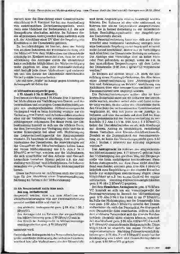 Vorschauseite 6: Personalräte und Mobbingbekämpfung neue Chancen durch das Urteil des LAG Thüringen vom 28. 06. 2005?