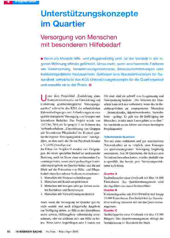 Vorschauseite 1: Unterstützungskonzepte im Quartier