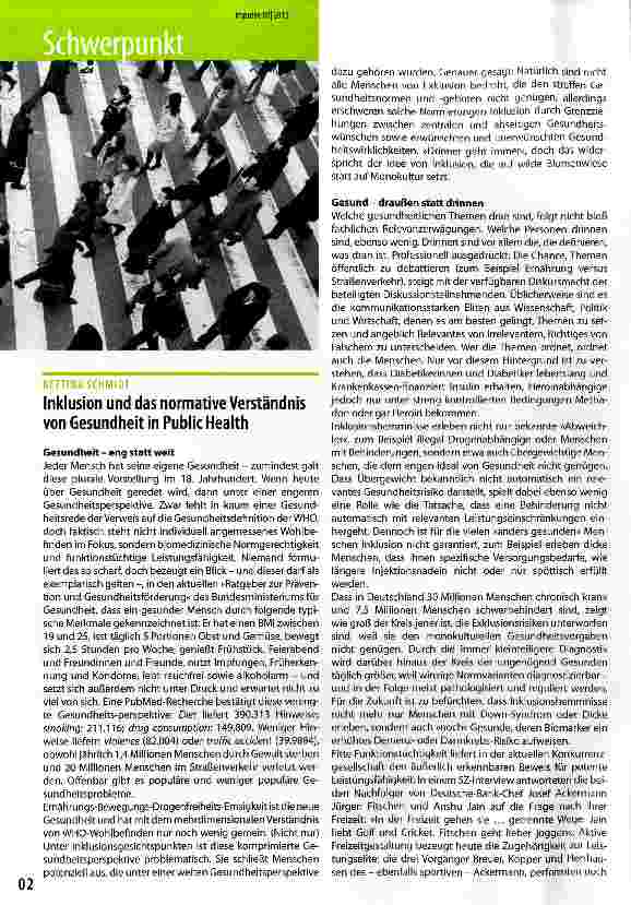 Vorschauseite 1: Inklusion und das normative Verständnis von Gesundheit in Public Health