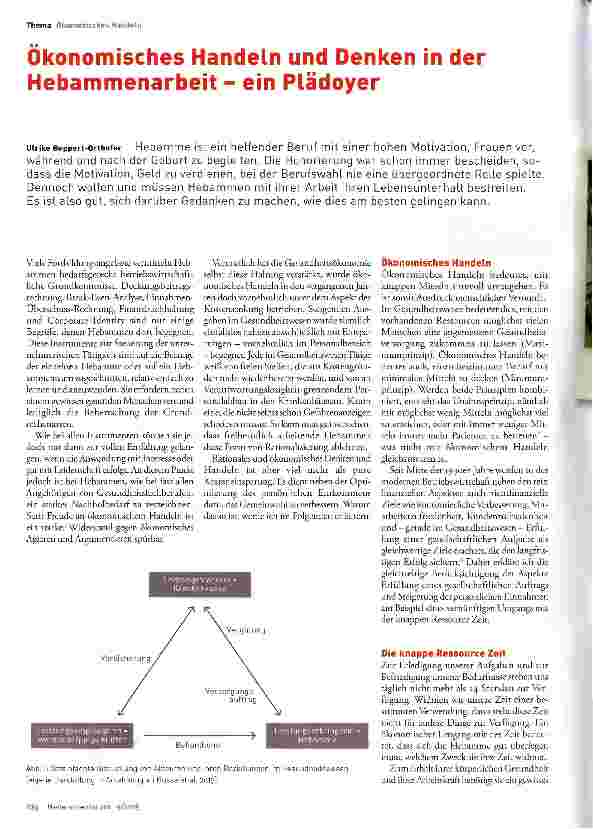 Vorschauseite 1: Ökonomisches Handeln und Denken in der Hebammenarbeit - ein Plädoyer