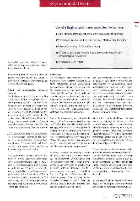 Vorschauseite 3: Regionalanästhesie hat oft Vorteile