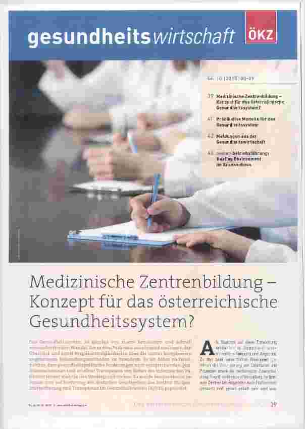 Vorschauseite 1: Medizinische Zentrenbildung - Konzept für das österreichische Gesundheitssystem?