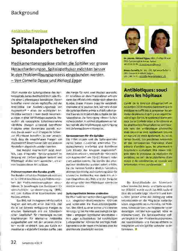 Vorschauseite 1: Spitalapotheken sind besonders betroffen