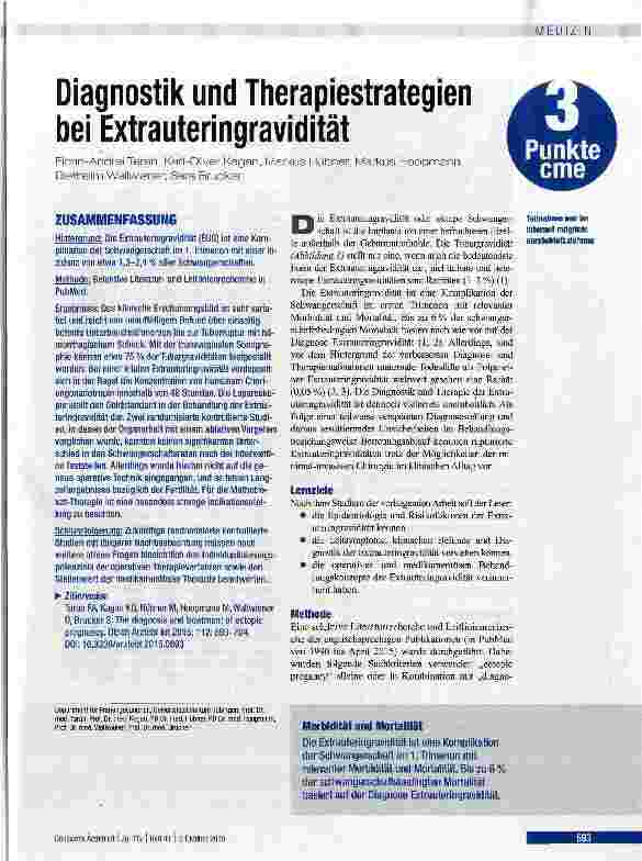 Vorschauseite 1: Diagnostik und Therapiestrategien bei Extrautenngravidität