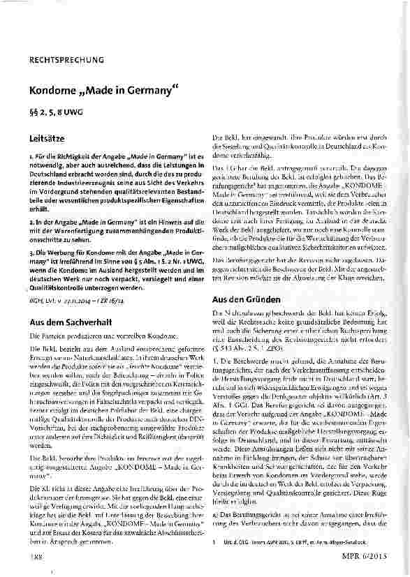Vorschauseite 1: Kondome „Made in Germany