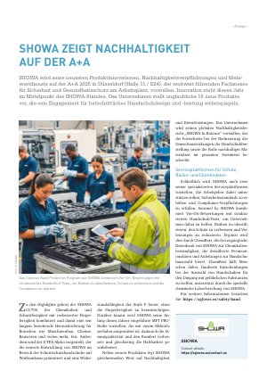 Vorschauseite 1: SHOWA zeigt Nachhaltigkeit auf der A+A