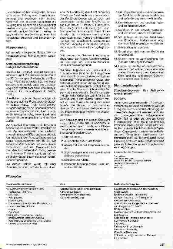Vorschauseite 2: Pflegeplanung für ein Frühgeborenes