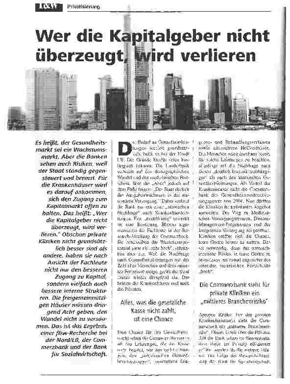 Vorschauseite 1: Wer die Kapitalgeber nicht überzeugt wird verlieren