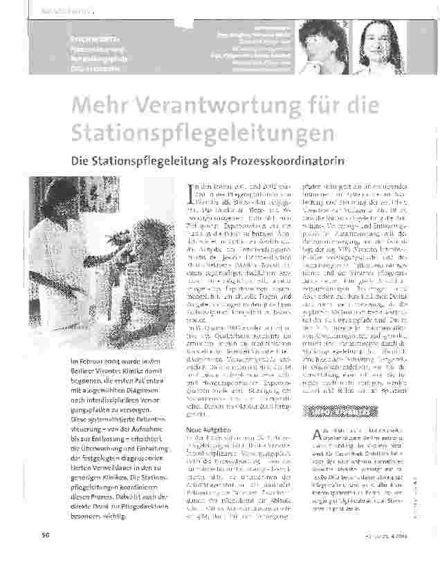 Vorschauseite 1: Mehr Verantwortung für die StationspflegeleitungenDie Stationspflegeleitung als Prozesskoordinatorin