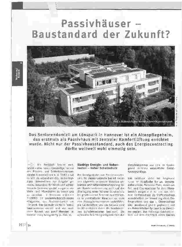 Vorschauseite 1: Passivhäuser -Baustandard der Zukunft?