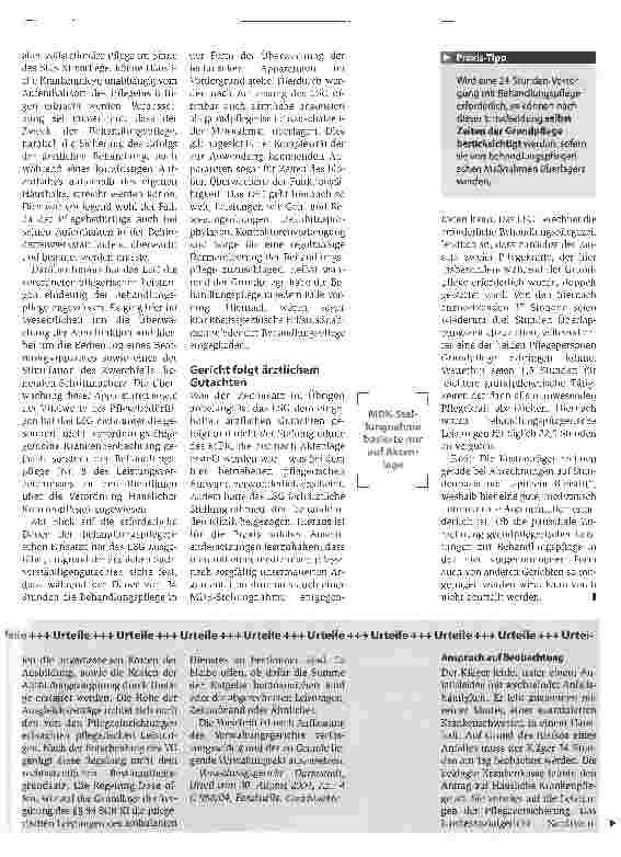 Vorschauseite 2: Behandlungspflege hat VorrangUrteil zur Vergütung von Häuslicher Krankenpflege