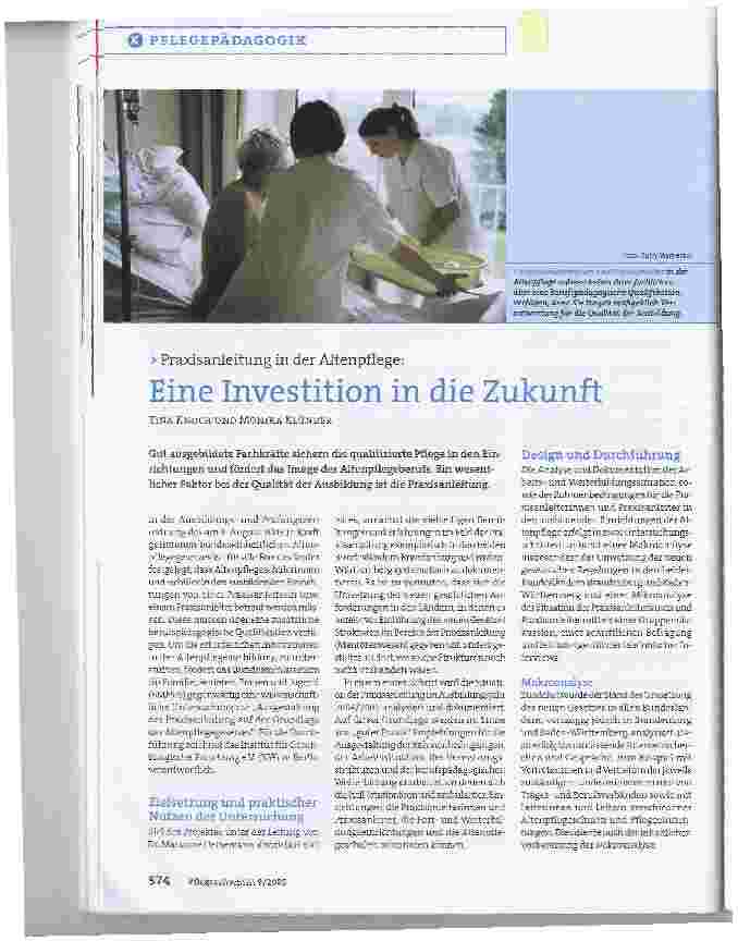 Vorschauseite 1: Praxisanleitung in der Altenpflege:Eine Investition in die Zukunft