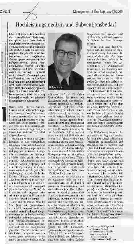 Vorschauseite 1: Hochleistungsmedizin und Subventionsbedarf