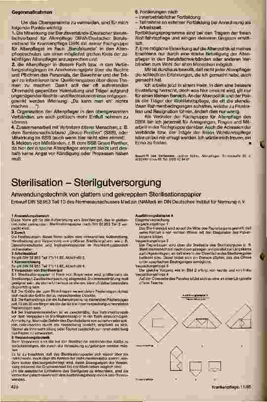 Vorschauseite 1: Sterilisation - Sterilgutversorgung Anwendungstechnik von glattem und gekrepptem Sterilgutpapier