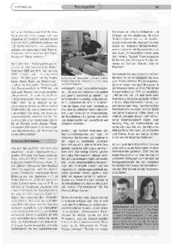 Vorschauseite 2: Den eigenen Händen vertrauen: Physiotherapie für Europameister