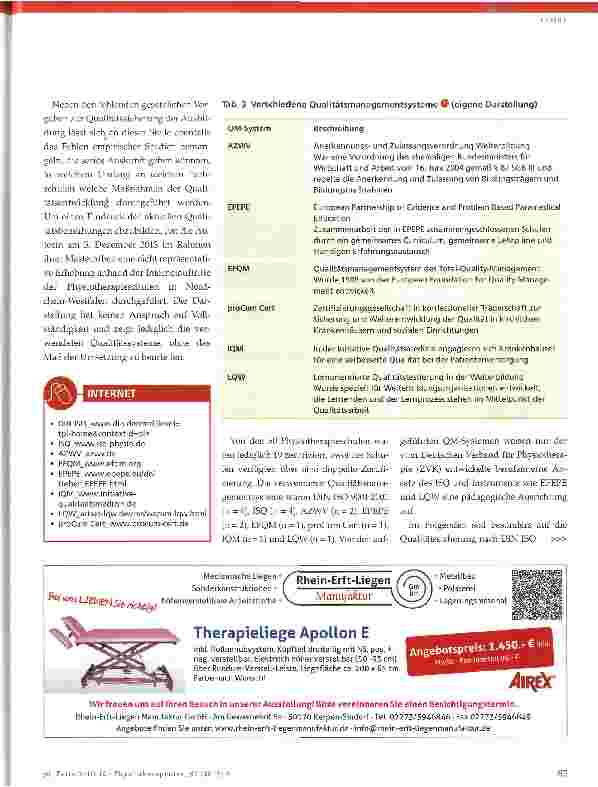 Vorschauseite 3: Qualitätsentwicklung an Physiotherapieschulen