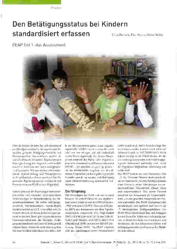 Vorschauseite 1: Den Betätigungsstatus bei Kindern standardisiert erfassen PEAP Teil 1: das Assessment