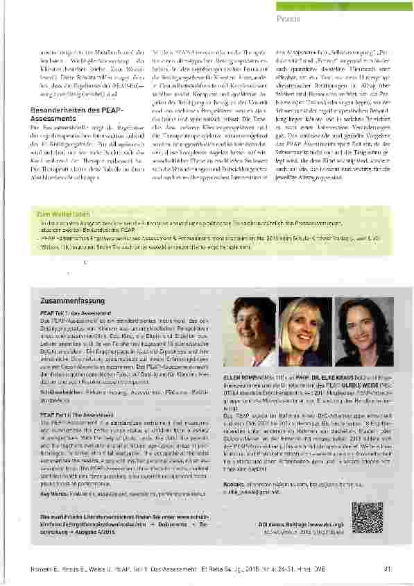 Vorschauseite 6: Den Betätigungsstatus bei Kindern standardisiert erfassen PEAP Teil 1: das Assessment