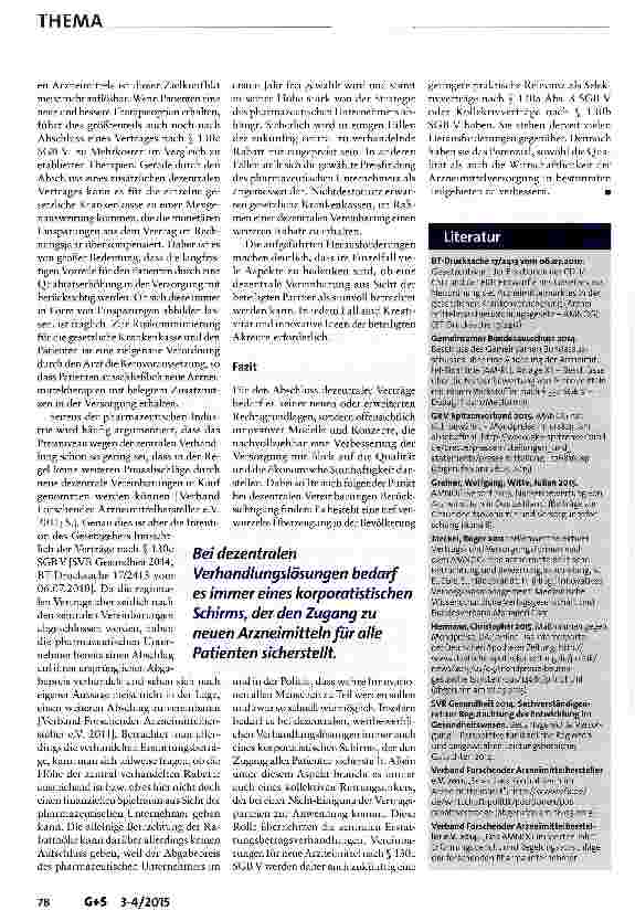 Vorschauseite 5: Neue Arzneimittel: Zentrale Erstattungsbetragsverhandlungen versus dezentrale Vertragsabschlüsse-ein Update!