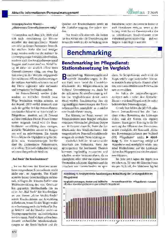 Vorschauseite 1: Benchmarking im Pflegedienst: Stationsbesetzung im Vergleich