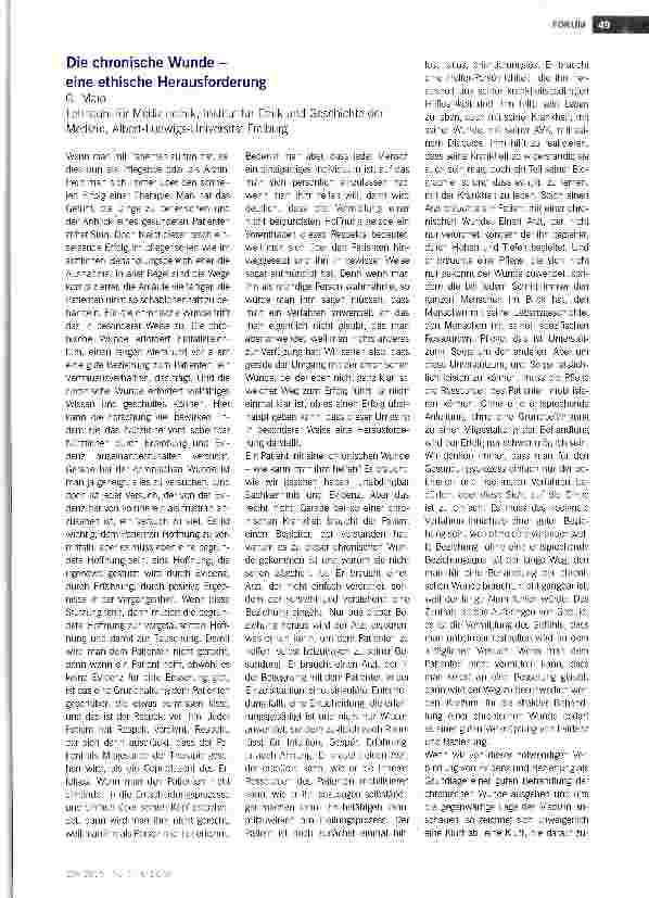 Vorschauseite 1: Die chronische Wunde -eine ethische Herausforderung