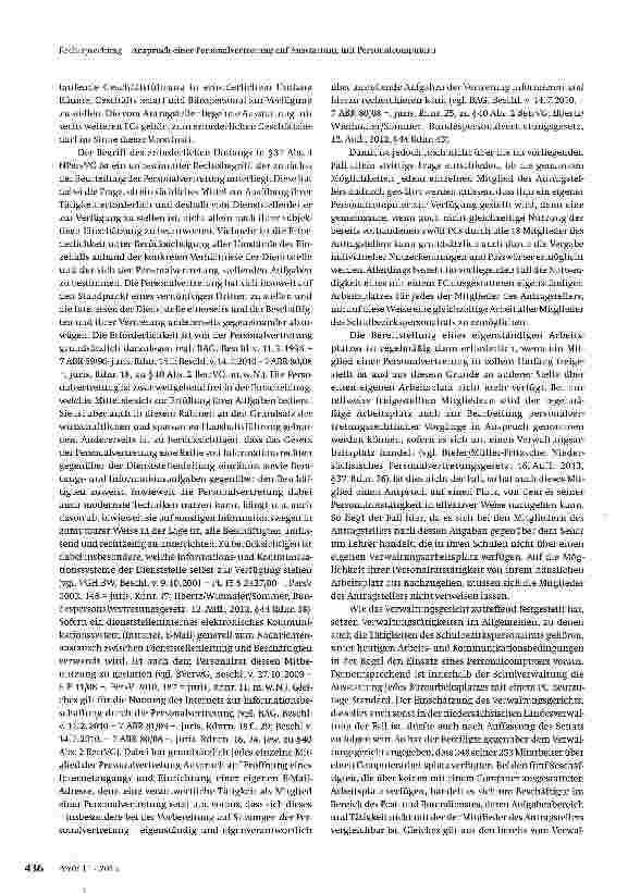 Vorschauseite 3: Anspruch einer Personalvertretung auf Ausstattung mit Personalcomputern