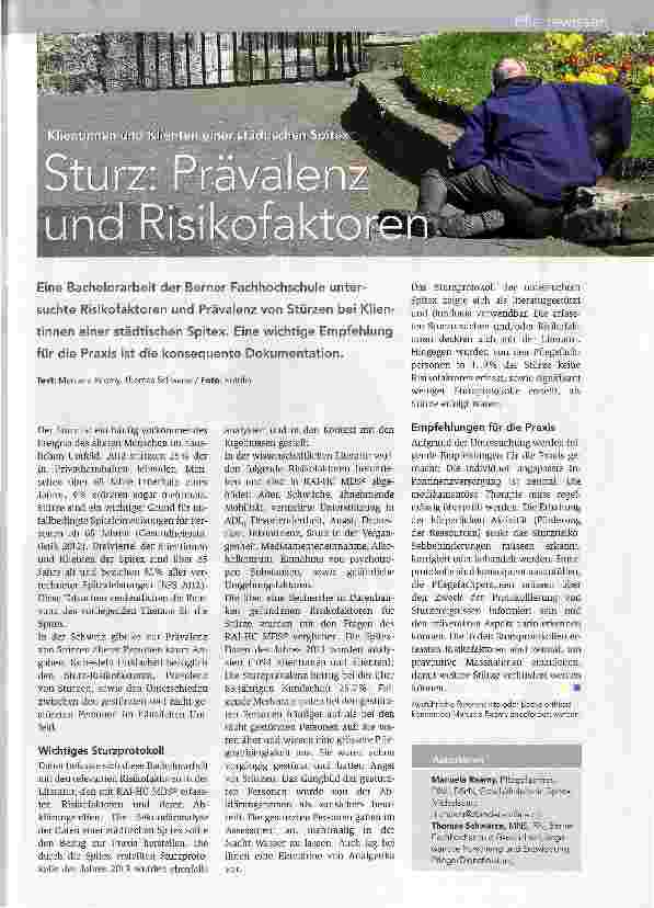 Vorschauseite 1: Sturz: Prävalenz und Risikofaktoren
