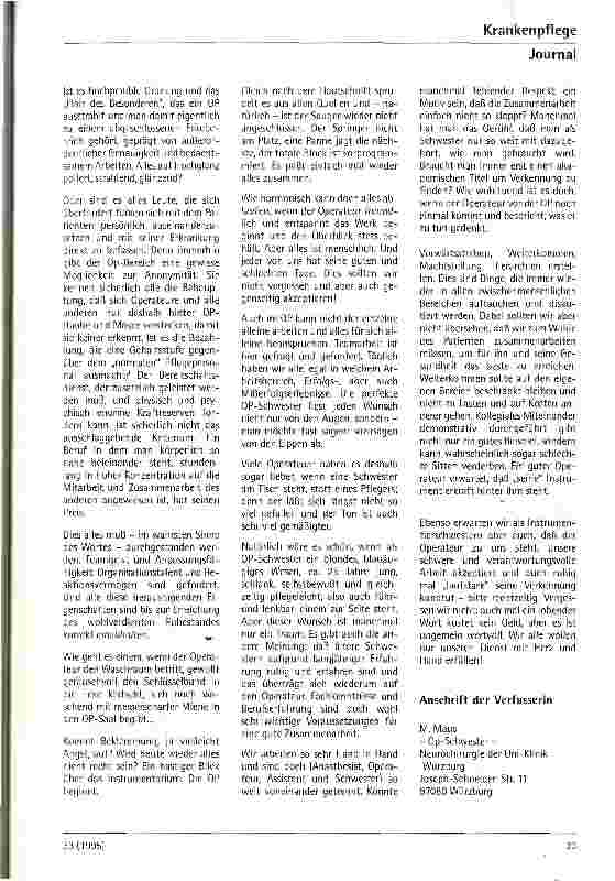 Vorschauseite 2: Die Instrumentierkraft und der Chirurg - Wirklichkeit und Traum