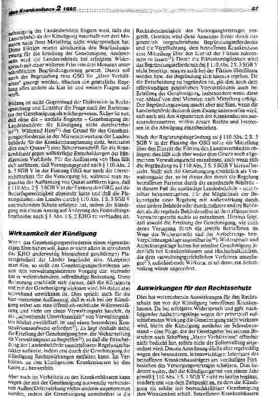 Vorschauseite 5: Rechtsfragen bei Abschluß u. Kündigung von Krankenhausversorgungsverträgenb sowie der Aufstellung von Krankenhausbedarfsplänen(I)