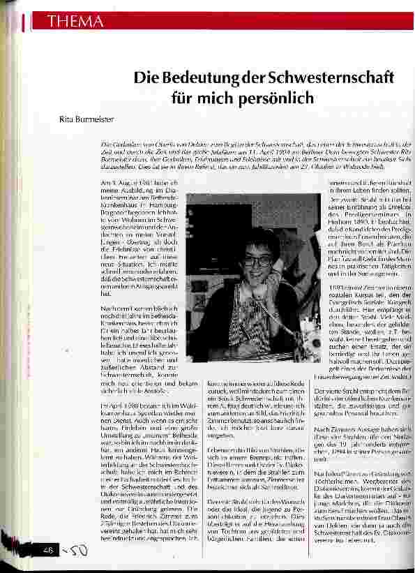 Vorschauseite 1: Die Bedeutung der Schwesternschaft für mich persönlich