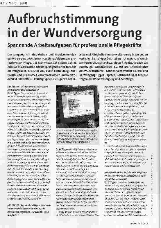 Vorschauseite 1: Aufbruchstimmung in der WundversorgungSpannende Arbeitsaufgaben für professionelle Pflegekräfte