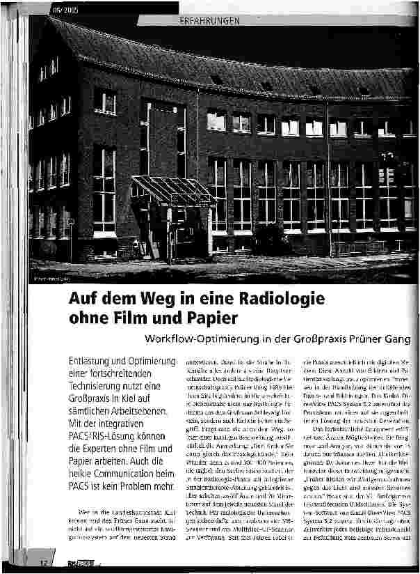 Vorschauseite 1: Auf dem Weg in eine Radiologie ohne Film und Papier