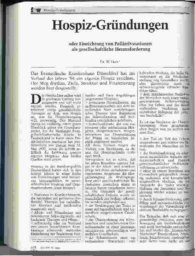 Vorschauseite 1: Hospiz-Gründungen oder Einrichung von Palliativstationen als gesellschaftliche Herausforderung