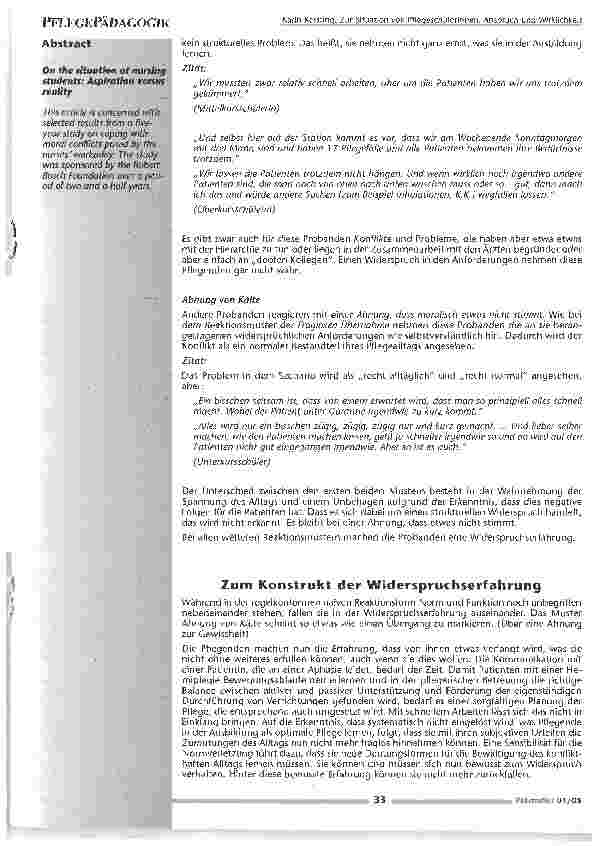 Vorschauseite 3: Zur Situation von Pflegeschülerinnen: Anspruch und Wirklichkeit
