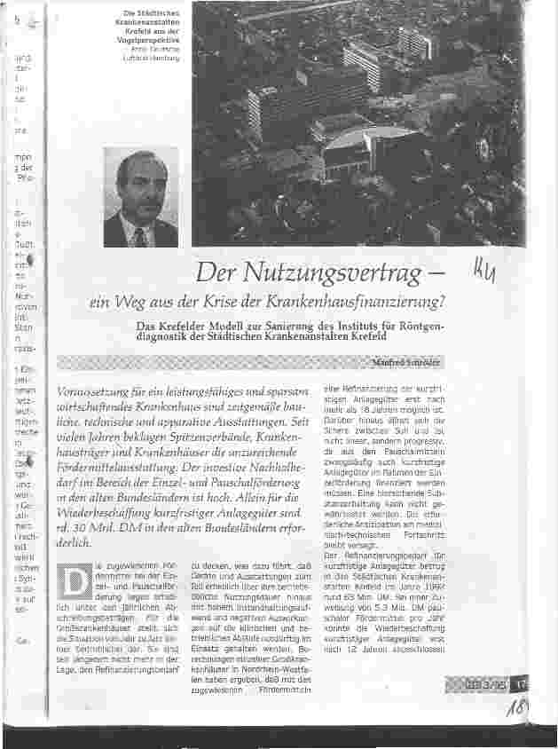 Vorschauseite 1: Der Nutzungsvertragein Weg aus der Krise der Krankenhausfinanzierung?