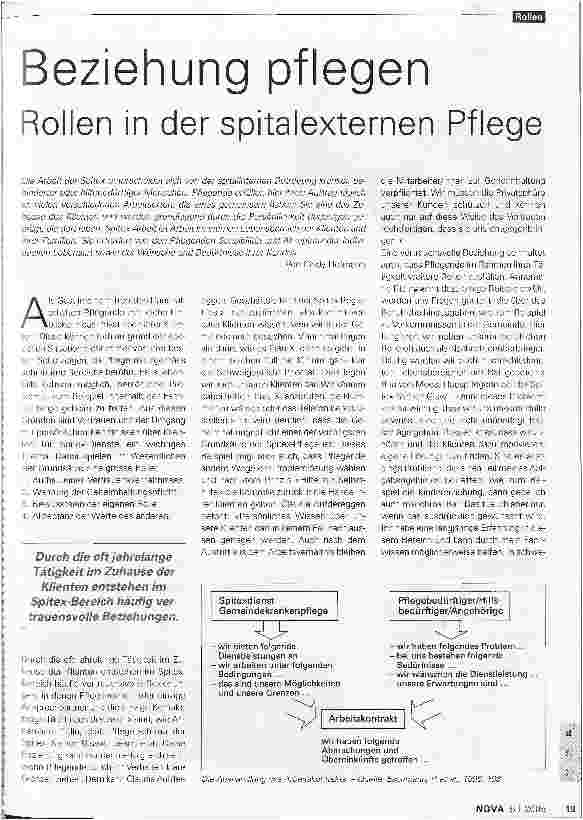 Vorschauseite 1: Beziehung pflegen. Rollen in der spitalexternen Pflege