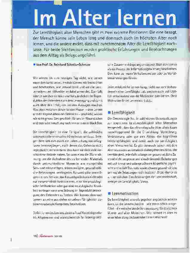 Vorschauseite 1: Im Alter lernen