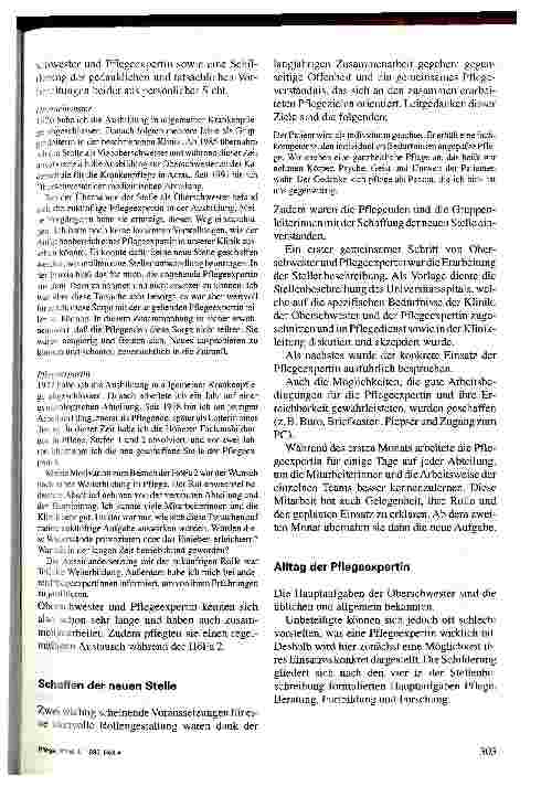 Vorschauseite 3: Oberschwester und Pflegeexpertin - eine erfolgreiche Zusammenarbeit ist möglich