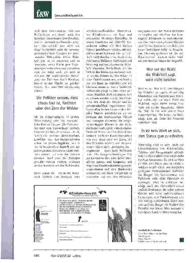 Vorschauseite 3: Die Politik reagiert zu spät, und die Bürger bremesenDie Probleme der kleinen Krankenhäuser sind überall in Deutschland dieselben
