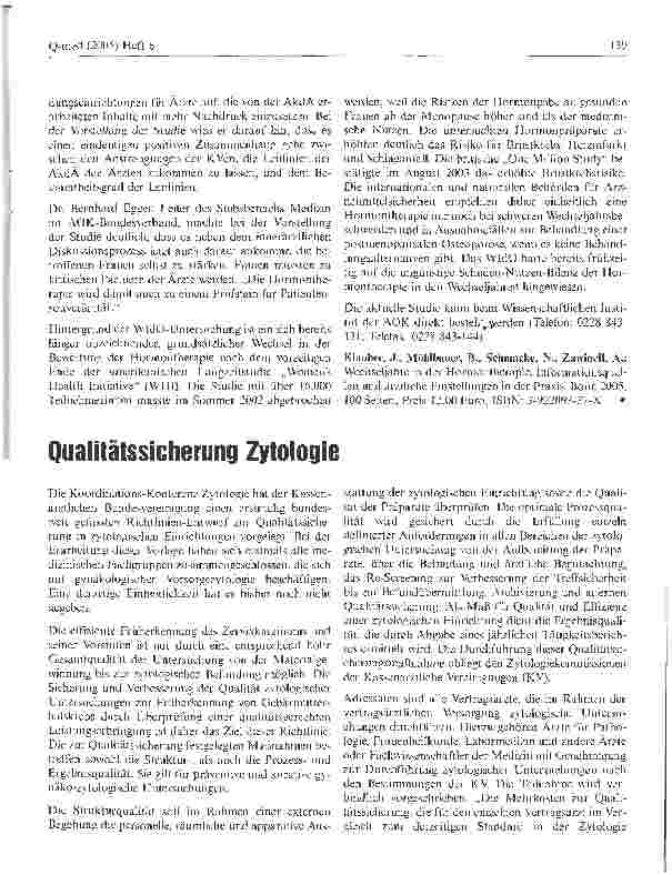 Vorschauseite 3: Frauenärzte unterschätzen Gesundheitsrisiken
