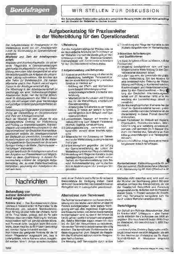 Vorschauseite 1: Aufgabenkatalog für Praxisanleiter in der Weiterbildung für den Operationsdienst