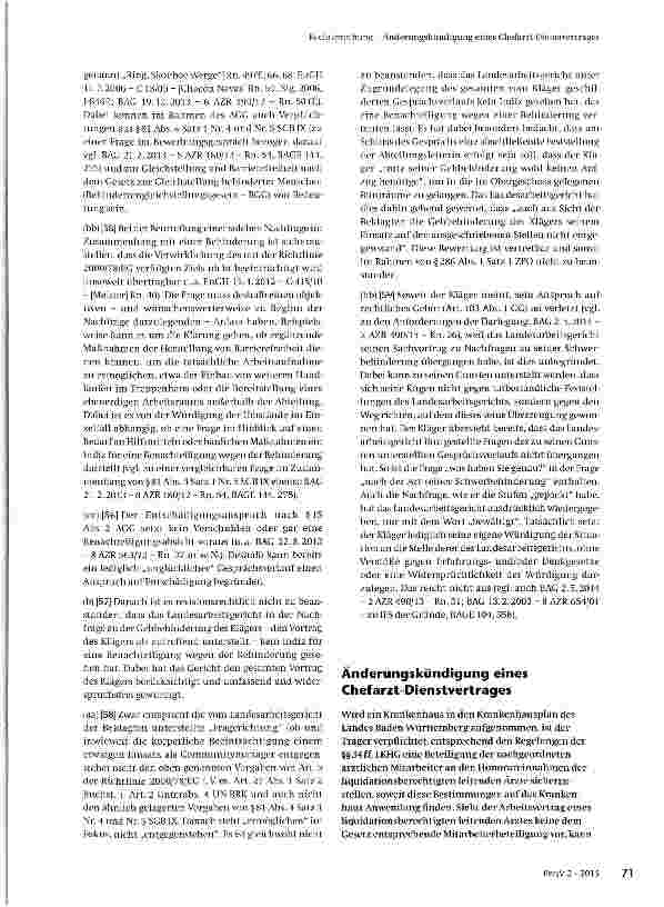 Vorschauseite 1: Änderungskündigung eines Chefarzt-Dienstvertrages