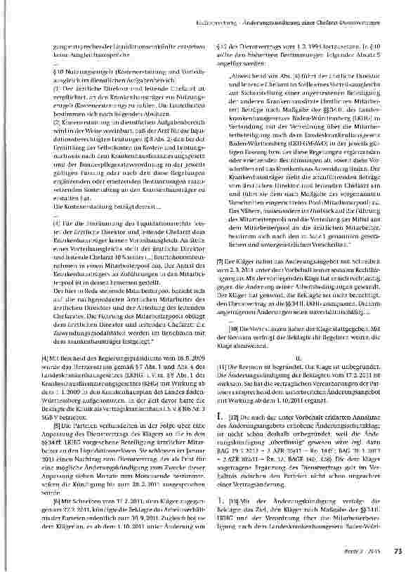 Vorschauseite 3: Änderungskündigung eines Chefarzt-Dienstvertrages
