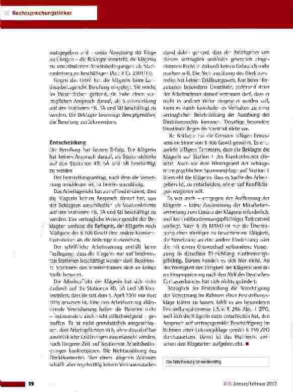 Vorschauseite 3: Anspruch auf Beschäftigung auf einer bestimmten Station LAG Mainz vom 3.7.2014 (5 Sa 120/14)