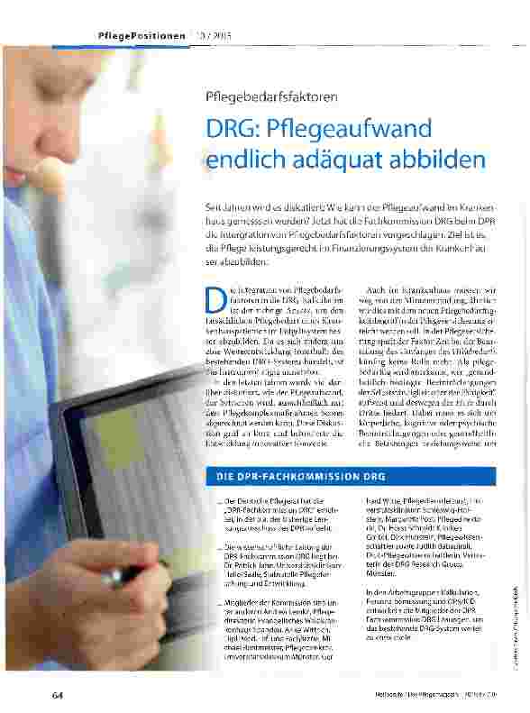 Vorschauseite 1: DRG: Pflegeaufwand ndlich adäquat abbilden