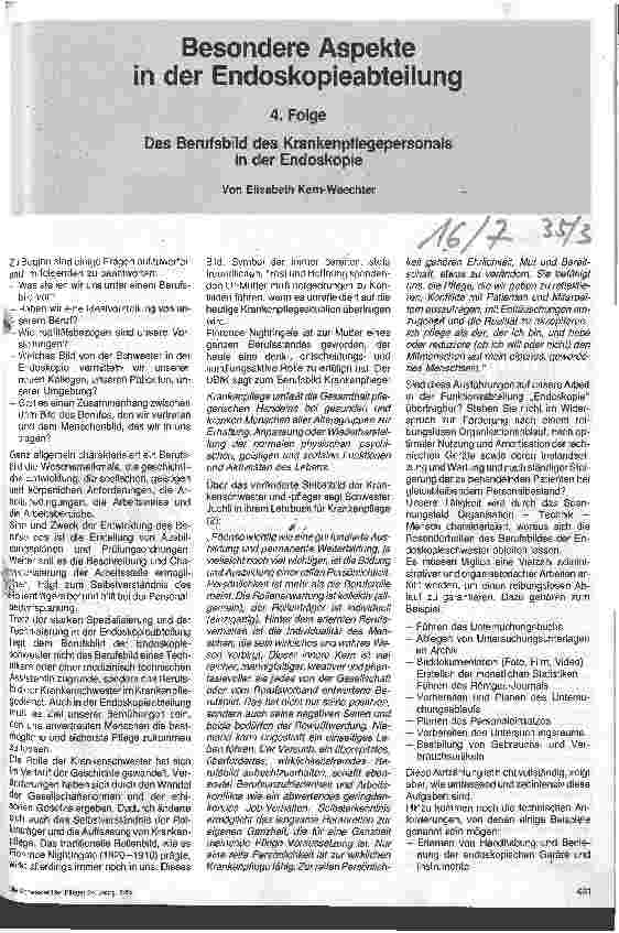 Vorschauseite 1: Das Berufsbild des Krankenpflegepersonals in der Endoskopie